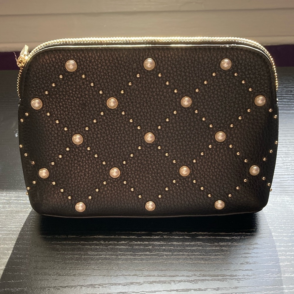kate spade Black Quilted Pearl-Stud Cosmetic Pouch
